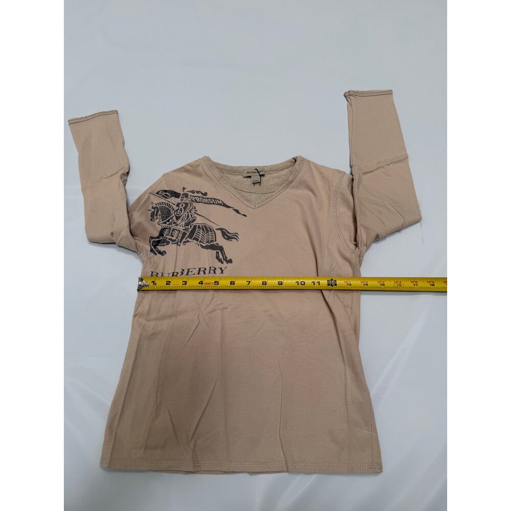 Burberry Kids Knight Logo Long Sleeve T-Shirt Boys Size 8Y Tan Luxury Old Money - Picture 5 of 16